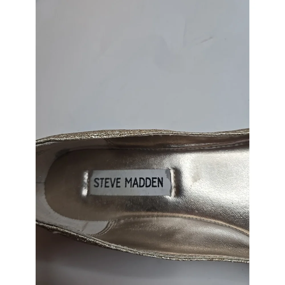 Steve Madden Women's Gold Glitter Pointed-Toe Ballet Flat Size 6.5 - Picture 5 of 7